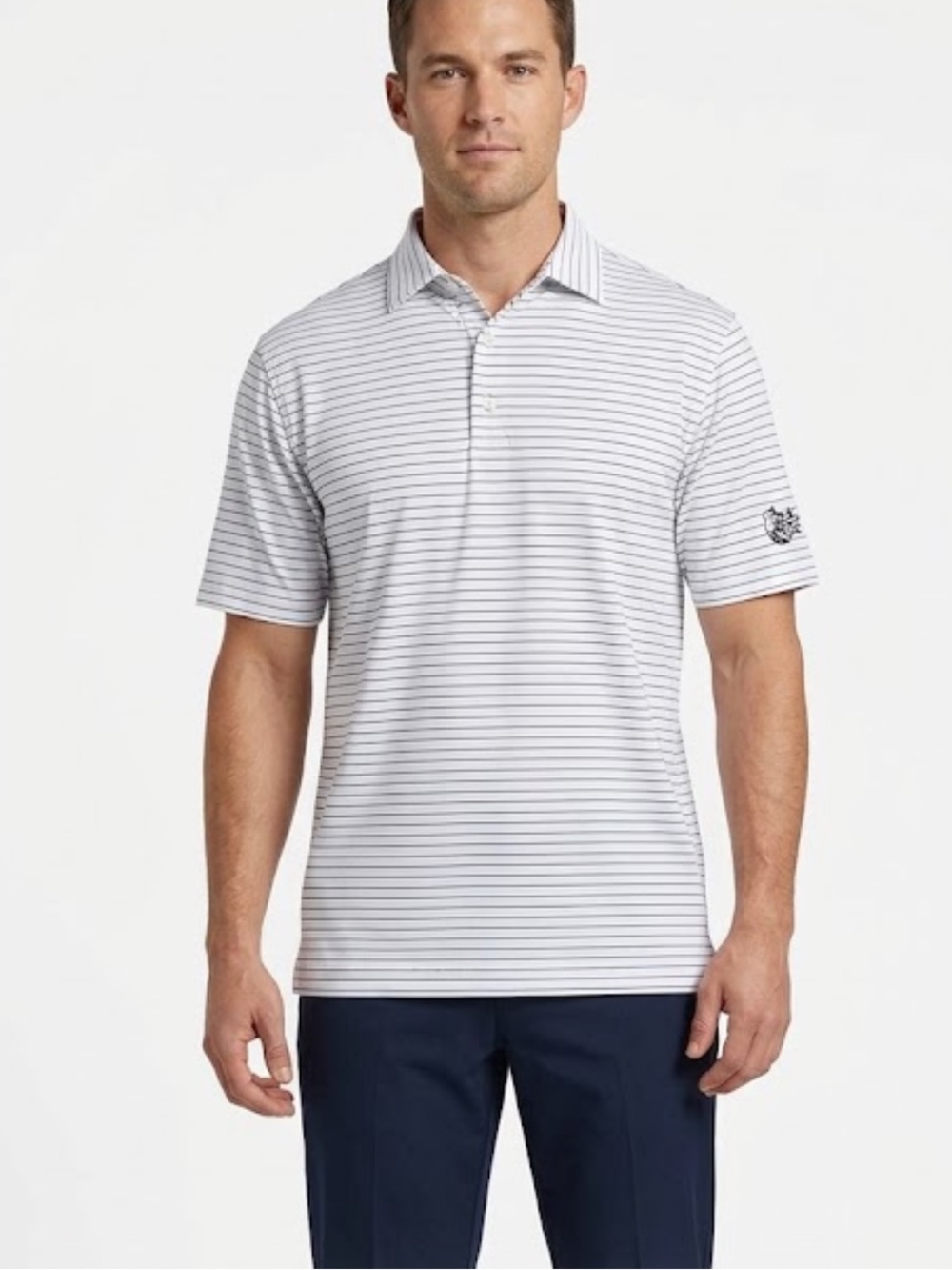 FootJoy White Striped Polo Golf Shirt
